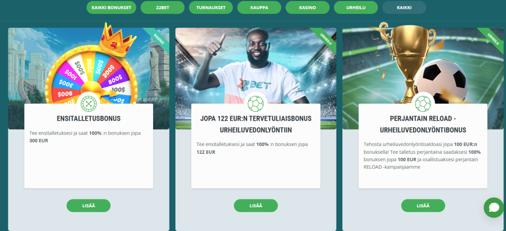 22bet bonukset ja kampanjat
